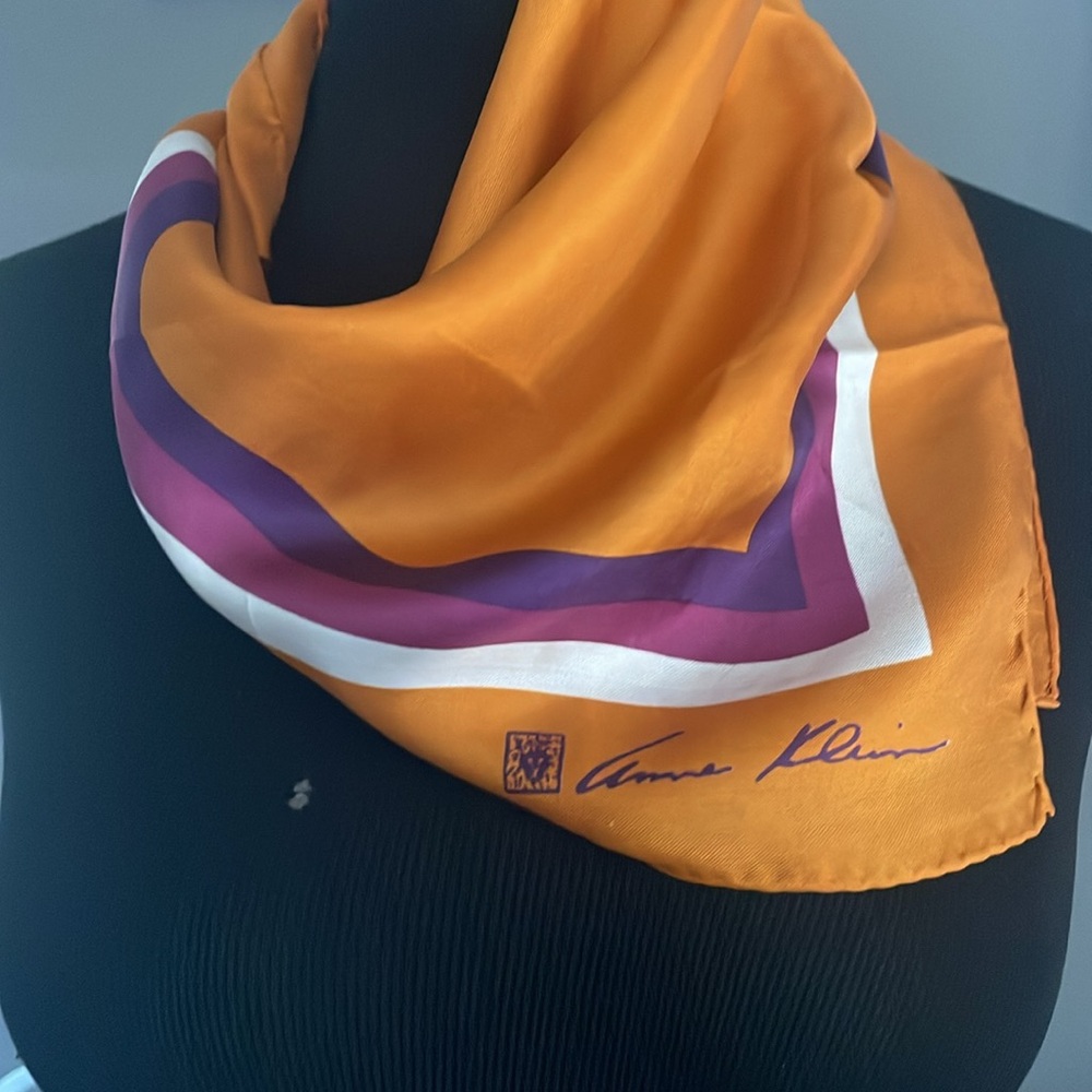 Vintage 70’s Anne Klein for Robinson Golluber Hand rolled Scarf Made in Japan